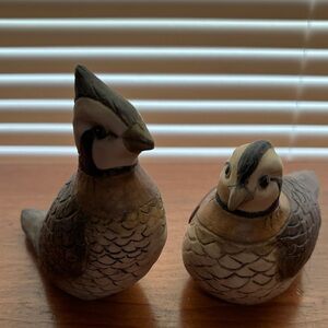 Elegant Ceramic Quail Pair - Brown and Cream